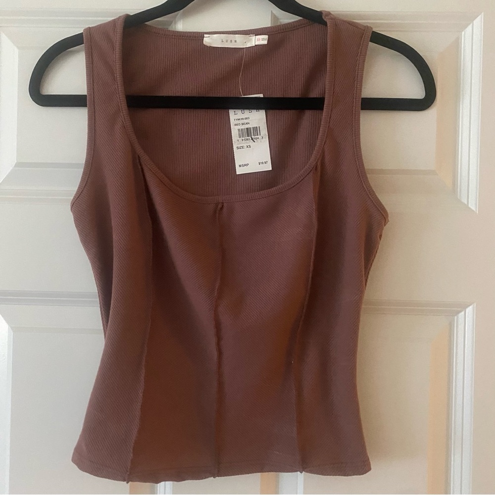 Lush NWT Women's Seam Detail Tank in Red Bean, XS